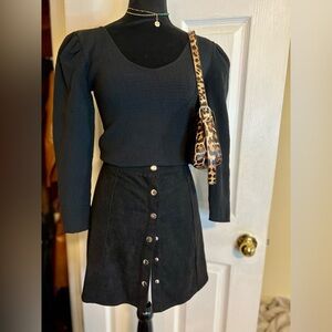 Women’s Nation LTD Knit‎ Shirred Puff Sleeve Pima Cotton Sweater S